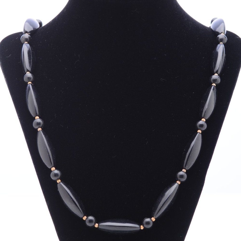Black Mourning Necklace Vintage 24-Inch